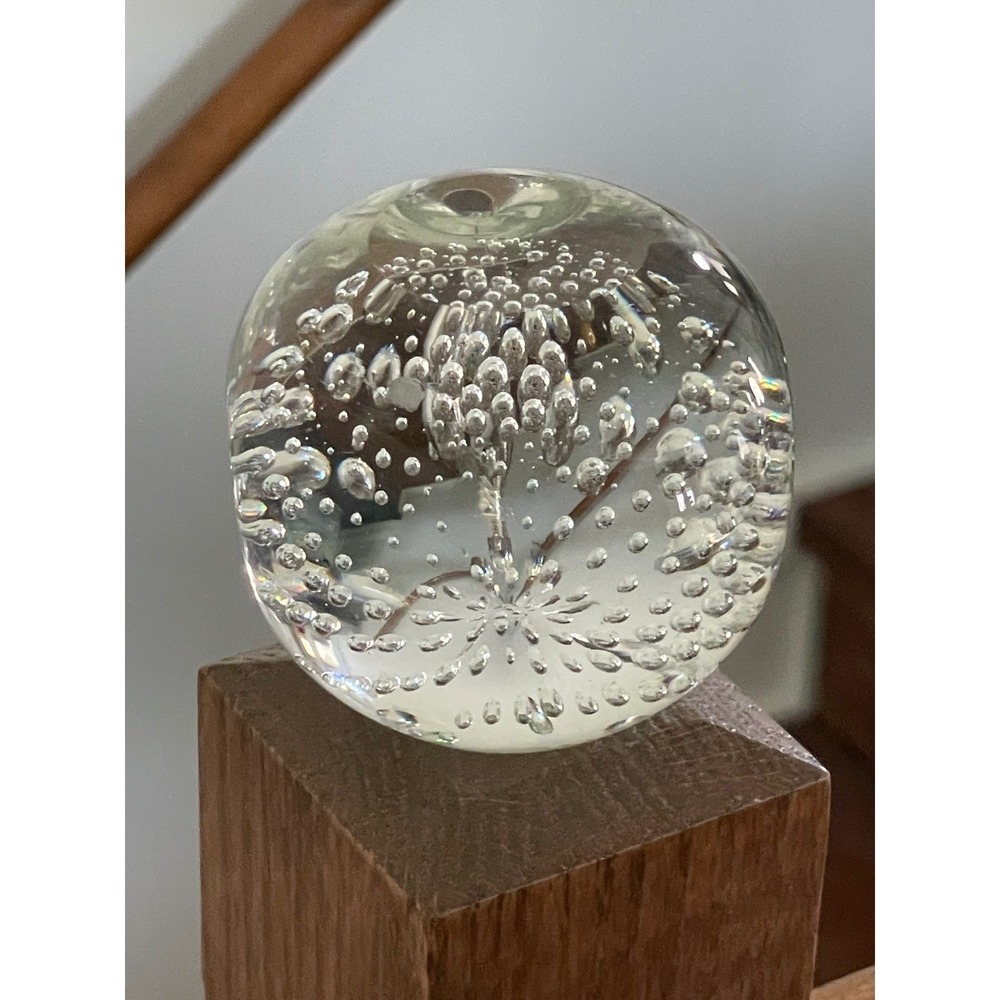 Bubble Clear Glass Paperweight Controlled Bubble Art Vintage 2.75 Inch - Picture 2 of 16
